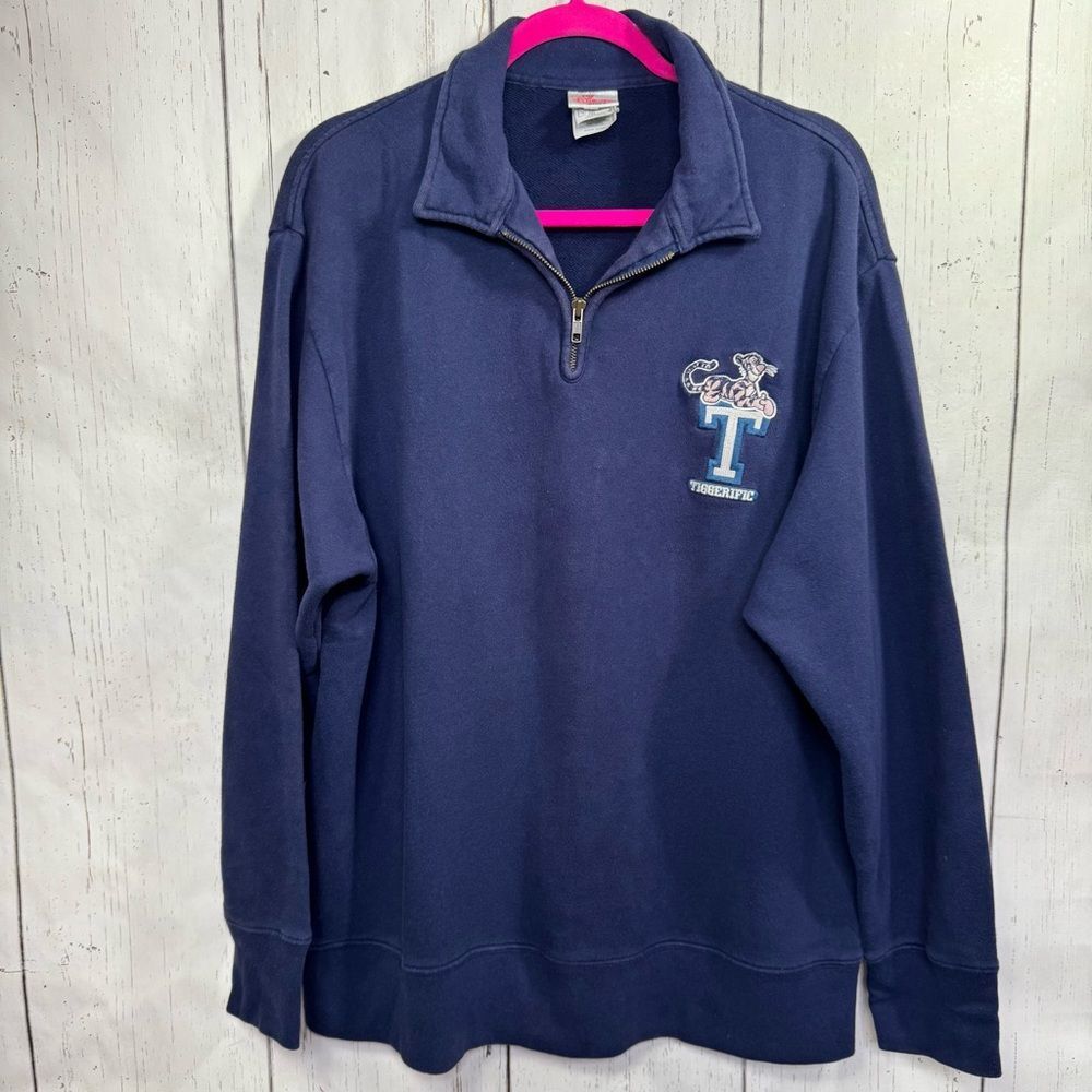 Disney Store Vintage Tigger Navy Quarter Zip Sweatshirt L Retro Y2K Cozy Casual